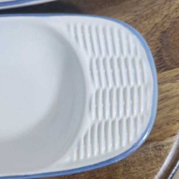 Pfaltzgraff White and Blue 4 Vintage Cracker Plates Corn Cob Hostess Trays - Picture 3 of 11